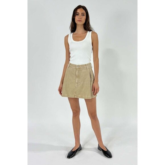 Etica Maxine Pleated Mini Skirt Women's Size 24 Beige Sweet Coconut Wardrobe MVP - Picture 7 of 16